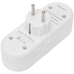 Двойник электрический линейный 16А с/з+2 USB-порта 2.4А бел. Rexant 11-1090