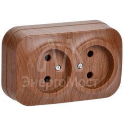 Розетка 2-м ОП GLORY РС22-2-ХД 10А без заземл. дуб IEK ERH20-K24-10