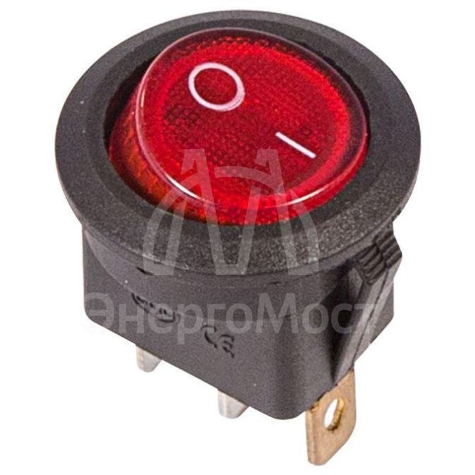Выключатель клавишный круглый 250В 6А (3с) ON-OFF красн. с подсветкой (RWB-214 SC-214 MIRS-101-8) Rexant 36-2570