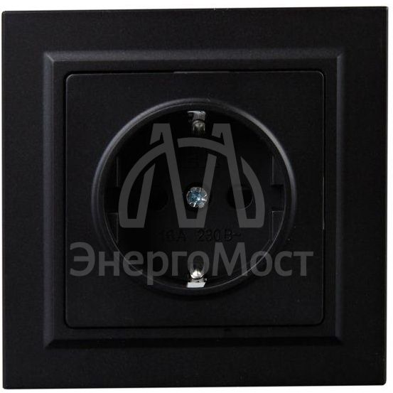 Розетка СП BRITE РСР14-1-0-БрЧ 16А в сборе с заземл. защ. шторки черн. IEK BR-R14-16-K02-F