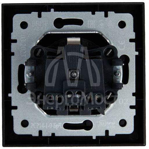 Розетка СП BRITE РСР14-1-0-БрЧ 16А в сборе с заземл. защ. шторки черн. IEK BR-R14-16-K02-F