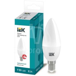 Лампа светодиодная ECO C35 9Вт свеча 4000К E14 230В IEK LLE-C35-9-230-40-E14