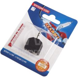 Переходник аудио штекер 3.5мм. стерео - 2 гнезда 3.5мм. стерео блист. Rexant 06-0160-A