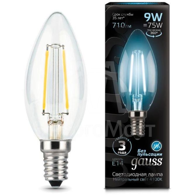 Лампа светодиодная Black Filament Свеча E14 9Вт 4100К Gauss 103801209