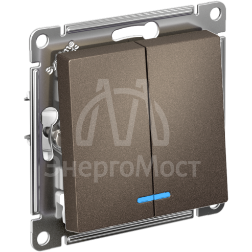 Механизм выключателя 2-кл. СП AtlasDesign 10А IP20 (сх. 5а) 10AX с подсветкой мокко SchE ATN000653