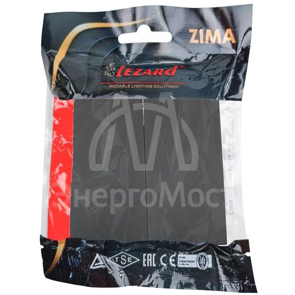Выключатель 2-кл СП ZIMA IP20 10А безвинт. зажим черн. бархат LEZARD 704-4288-101QC