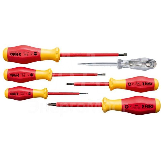 Набор отверток диэлектрических SL/PH отвертка тестер сети (6 предметов) Felo 91396198