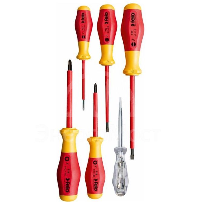 Набор отверток диэлектрических SL/PH отвертка тестер сети (6 предметов) Felo 91396198