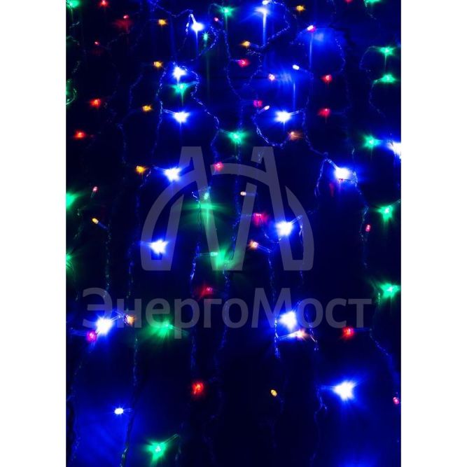 Гирлянда светодиодная &amp;quot;Бахрома&amp;quot; 2х0.7м 100LED схема нитей 4/8/6/7 мультиколор IP20 возможность соединения до 3шт 220В КОСМОС KOC_CUR-V22