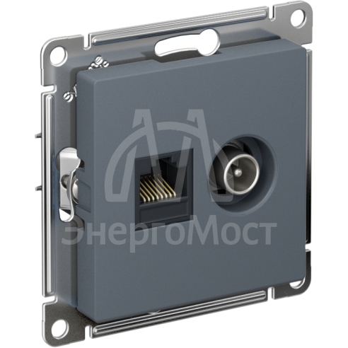 Розетка компьютерная + телевизионная 2-м AtlasDesign RJ45 кат.5E + TV механизм грифель SE ATN000789