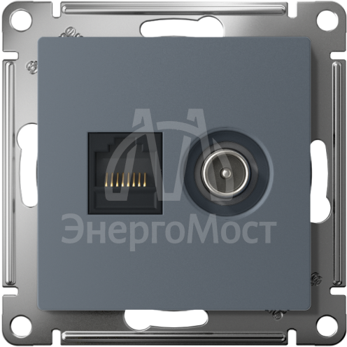 Розетка компьютерная + телевизионная 2-м AtlasDesign RJ45 кат.5E + TV механизм грифель SE ATN000789