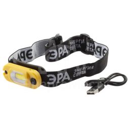 Фонарь GA-801 налобный «Практик» 3Вт COB Li аккум. microUSB шарнир клипса бл 10/60 ЭРА Б0030186