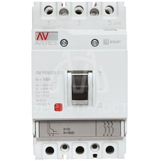 Выключатель автоматический 3п 160А 35кА AV POWER-1/3 TR AVERES EKF mccb-13-160-TR-av