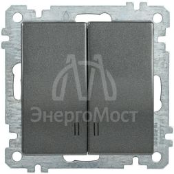 Выключатель 2-кл. СП Bolero ВС10-2-1-Б 10А IP20 с индикацией механизм антрацит IEK EVB21-K95-10