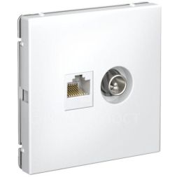 Розетка компьютерная + телевизионная 2-м ArtGallery RJ45 + TV кат.5E бел. SE GAL000189