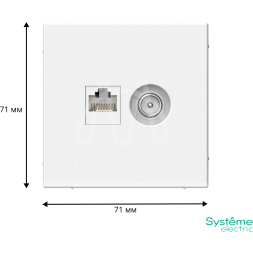 Розетка компьютерная + телевизионная 2-м ArtGallery RJ45 + TV кат.5E бел. SE GAL000189