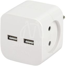 Разветвитель электрический SP-2-USB-W на 2 розетки 220В+ 2xUSB 2400мА без заземл 10А бел. Эра Б0049531