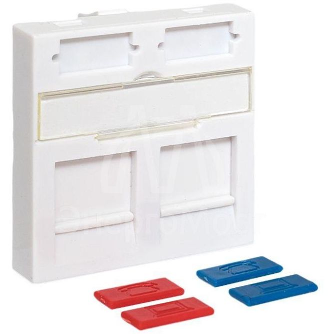 Вставка розеточная 45х45мм формат Mosaic на 2 модуля Keystone защ. шторки с маркерами бел. TERACOM PRO EKF TRP-INS-MOS-2M2P-WH