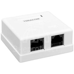 Розетка настенная TERACOM кат.5E неэкранированная 2 порта RJ-45 Dual IDC бел. EKF TRC-WBOX-2RJ45-5EUTP-WH