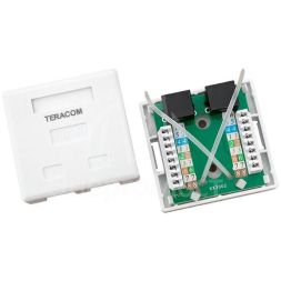 Розетка настенная TERACOM кат.5E неэкранированная 2 порта RJ-45 Dual IDC бел. EKF TRC-WBOX-2RJ45-5EUTP-WH