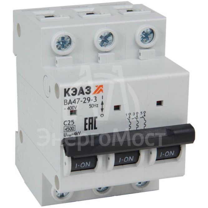 Выключатель автоматический модульный 4.5кА ВА47-29-3C25-УХЛ3 КЭАЗ 318289