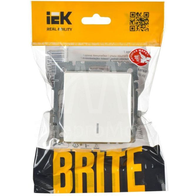 Выключатель 1-кл. СП BRITE ВС10-1-1-БрБ 10А с инд. бел. IEK BR-V10-1-10-K01