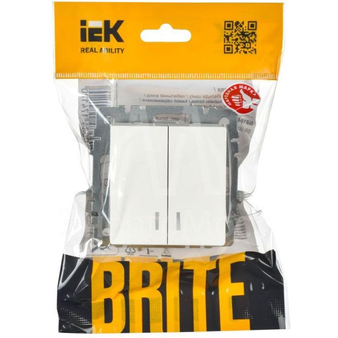 Выключатель 2-кл. СП BRITE ВС10-2-1-БрБ 10А с инд. бел. IEK BR-V20-1-10-K01