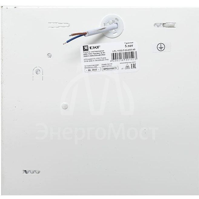 Светильник светодиодный ДВО-1002 36Вт 4000К IP40 595х595х40 призма панель EKF LPL-1002-Z-36-4000-40