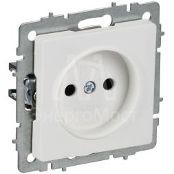 Розетка BRITE РС10-1-0-БрАБ 10А без заземл. без защ. шторок механизм арктич. бел. IEK BR-R10-10-K91