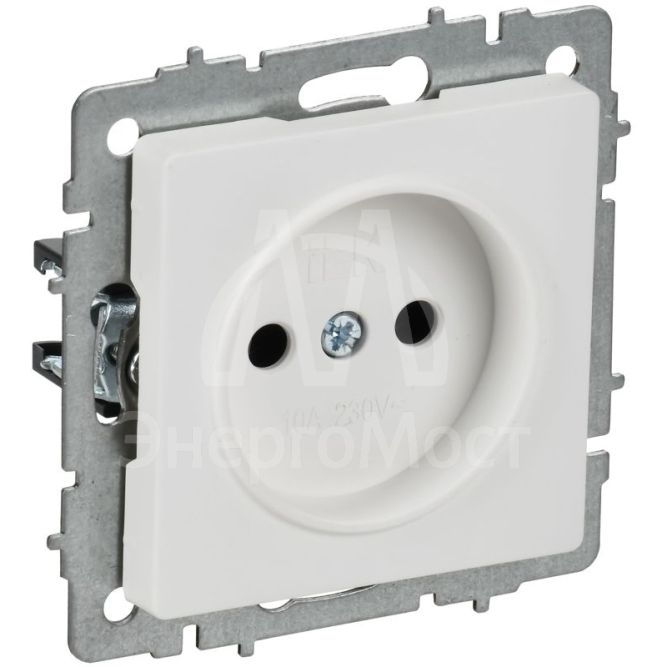 Розетка BRITE РС10-1-0-БрАБ 10А без заземл. без защ. шторок механизм арктич. бел. IEK BR-R10-10-K91