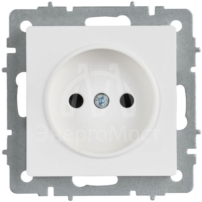 Розетка BRITE РС10-1-0-БрАБ 10А без заземл. без защ. шторок механизм арктич. бел. IEK BR-R10-10-K91