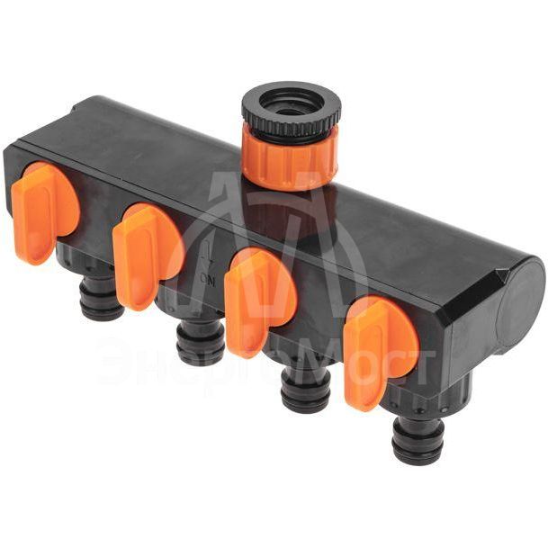 Разветвитель для шланга на 4 канала 1/2-3/4дюйма ЧЕТЫРЕ СЕЗОНА 62-0225