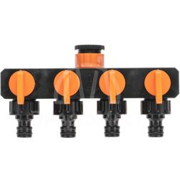 Разветвитель для шланга на 4 канала 1/2-3/4дюйма ЧЕТЫРЕ СЕЗОНА 62-0225