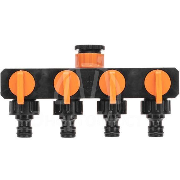 Разветвитель для шланга на 4 канала 1/2-3/4дюйма ЧЕТЫРЕ СЕЗОНА 62-0225