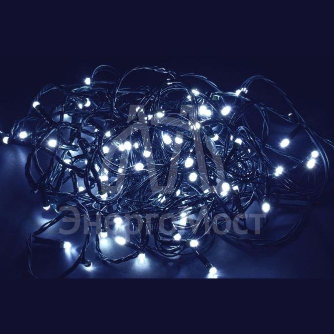 Гирлянда &amp;quot;Нить&amp;quot; 10м 100LED бел. IP20 провод зел. 230В с контроллером 8 режимов IEK LGDB110-2-100-10-G-S-20