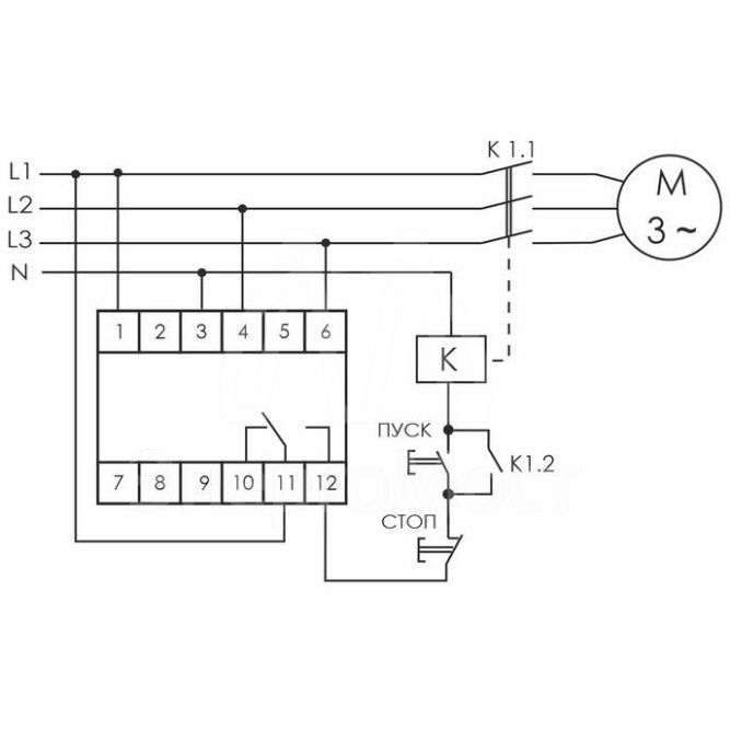 Реле контроля фаз CZF-310 (1 модуль; монтаж на DIN-рейке; 3х400/230+N 8А 1NO/NC IP20) F&amp;amp;F EA04.001.005