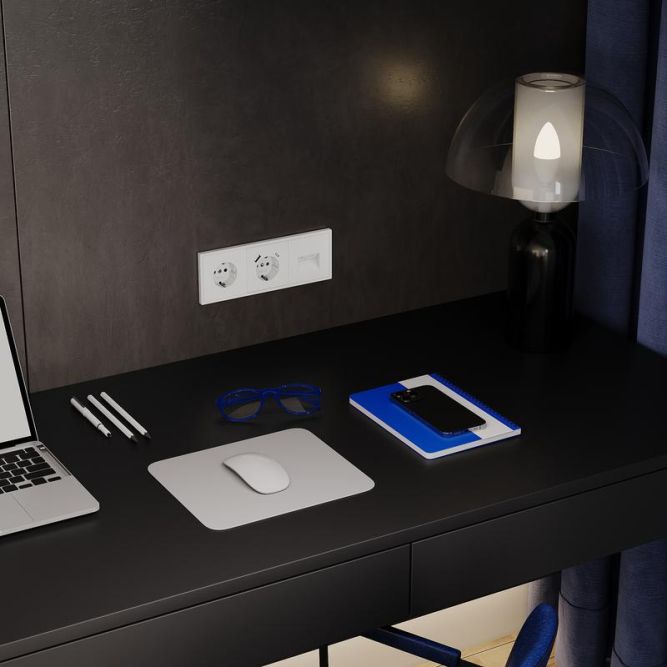 Розетка 1-м СП S70 16А с заземл. механизм бел. матов. Voltum VLS040102