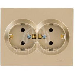 Розетка VESNA двойная с заземл. ПБТ зол. LEZARD 742-3600-127B