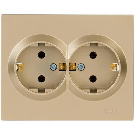 Розетка VESNA двойная с заземл. ПБТ зол. LEZARD 742-3600-127B