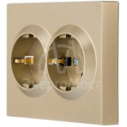 Розетка VESNA двойная с заземл. ПБТ зол. LEZARD 742-3600-127B