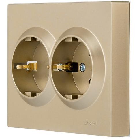 Розетка VESNA двойная с заземл. ПБТ зол. LEZARD 742-3600-127B