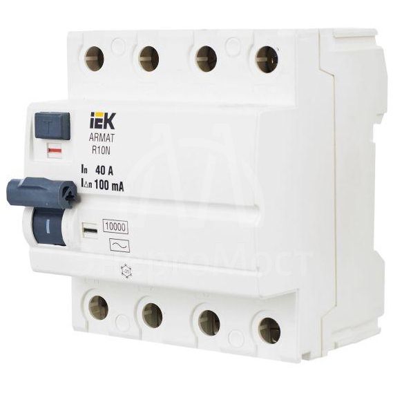 Выключатель дифференциального тока 4п 40А 100мА тип AC ВДТ R10N ARMAT IEK AR-R10N-4-040C100