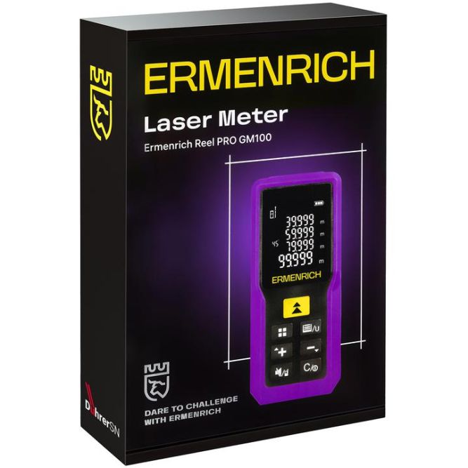 Рулетка лазерная Reel PRO GM100 фиолет. Ermenrich 85313