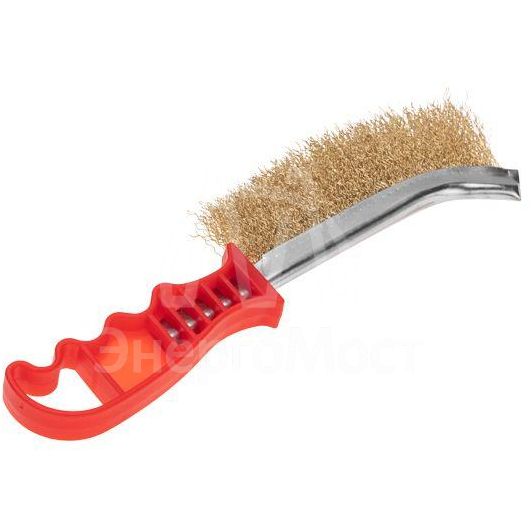 Щетка металлическая с пластиковой ручкой витая латунированная проволока Kranz KR-91-1354