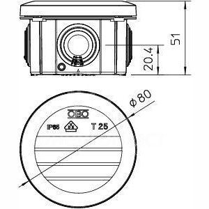 Коробка распределительная 80х51мм IP65 4х25 T25 свет. сер. OBO 2007029