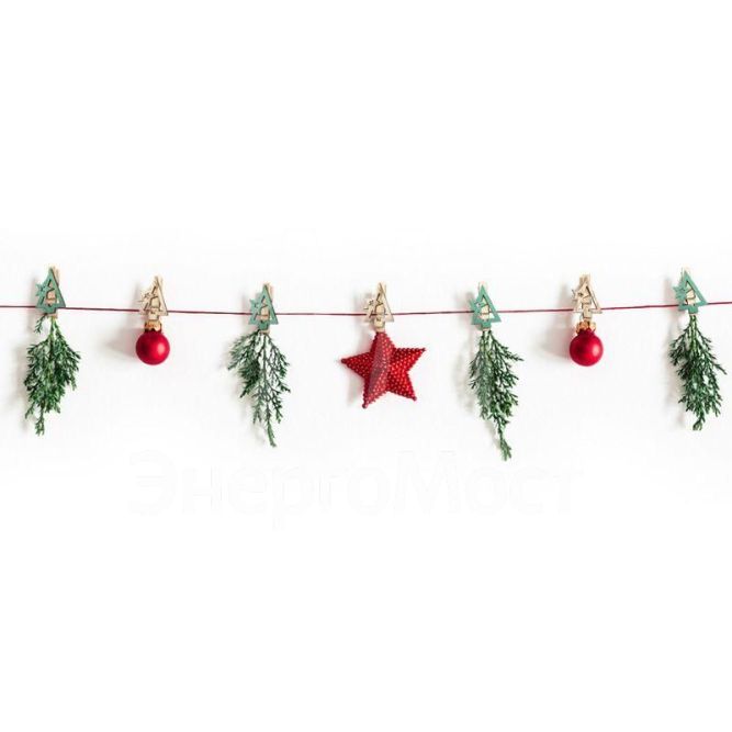 Прищепка деревянная &amp;quot;Новогодняя ель&amp;quot; 14.5х4.5х1.6см (уп.6шт) Neon-Night 504-031