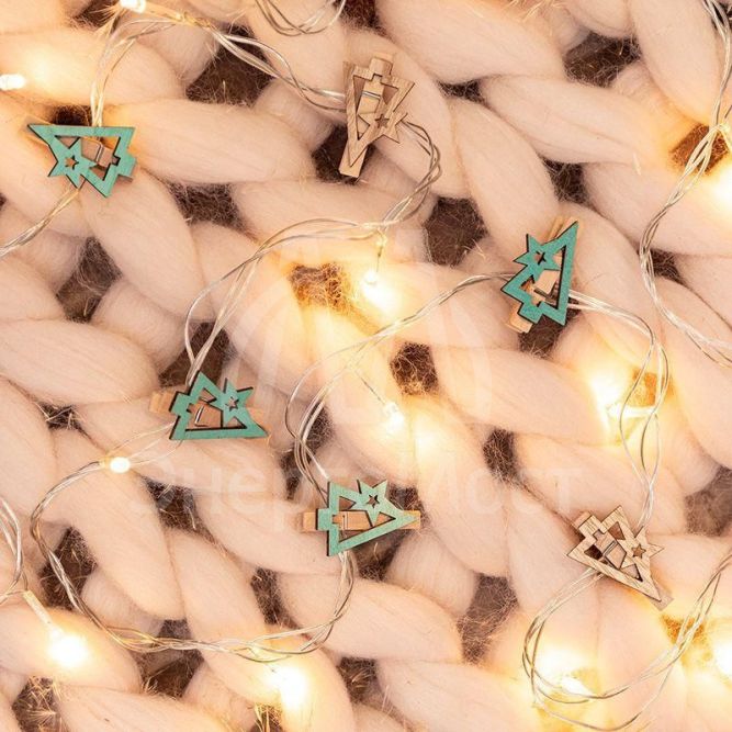 Прищепка деревянная &amp;quot;Новогодняя ель&amp;quot; 14.5х4.5х1.6см (уп.6шт) Neon-Night 504-031