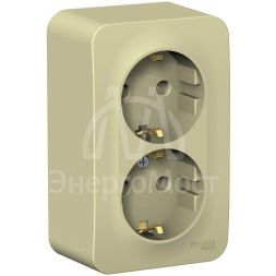 Розетка 2-м ОП BLANCA 16А 250В без шторок с заземл. изол. пласт. беж. SchE BLNRA010217