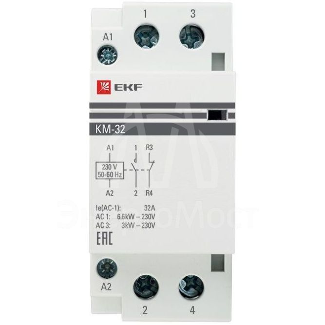 Контактор модульный КМ 32А NО+NC (2 мод.) EKF km-2-32-11