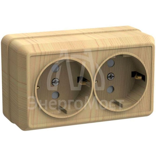 Розетка 2-м ОП Октава 16А РС22-3-ОС с заземл. сосна IEK ERO21-K03-16-DC